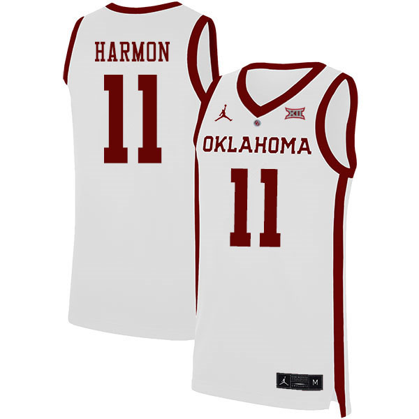 Oklahoma Sooners #11 De'Vion Harmon College Basketball Jerseys Sale-White